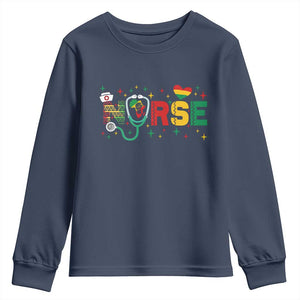 Proud Black Nurse Youth Sweatshirt Black History Month Gift TS12 Navy Print Your Wear