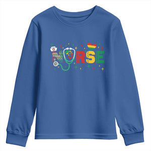 Proud Black Nurse Youth Sweatshirt Black History Month Gift TS12 Royal Blue Print Your Wear
