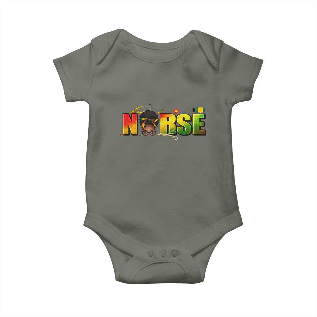 Proud Black Nurse Baby Onesie Black History Month Healthcare Gift TS12 Military Green Print Your Wear
