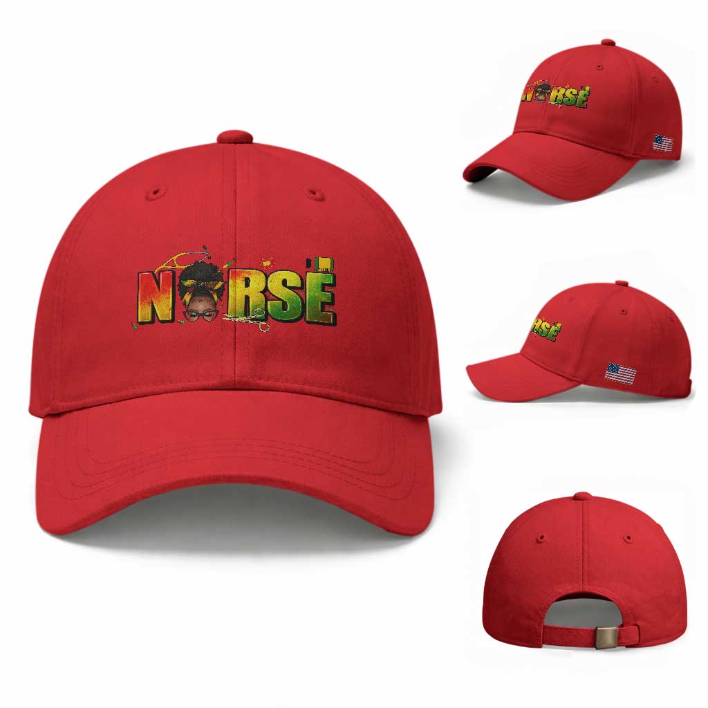 Proud Black Nurse Baseball Cap Black History Month Healthcare Gift TS12 Baseball Cap Universal Fit Red Print Your Wear