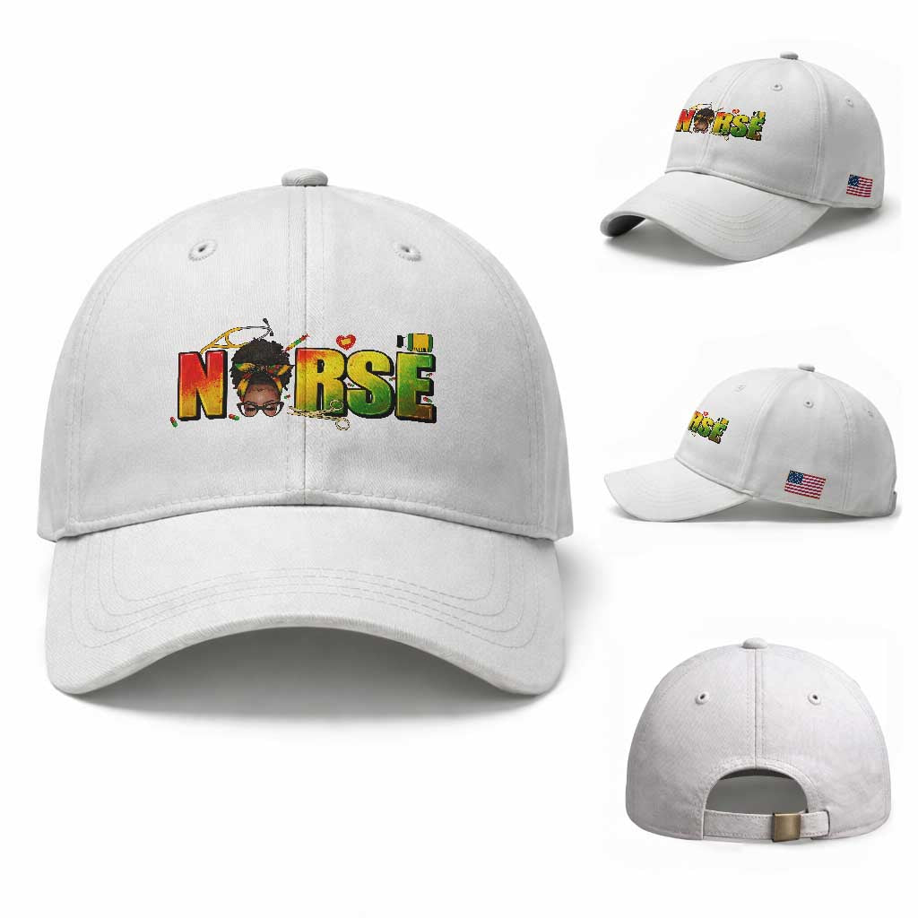Proud Black Nurse Baseball Cap Black History Month Healthcare Gift TS12 Baseball Cap Universal Fit White Print Your Wear