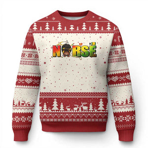 Proud Black Nurse Ugly Christmas Sweater Black History Month Healthcare Gift TS12 Beige Red Print Your Wear
