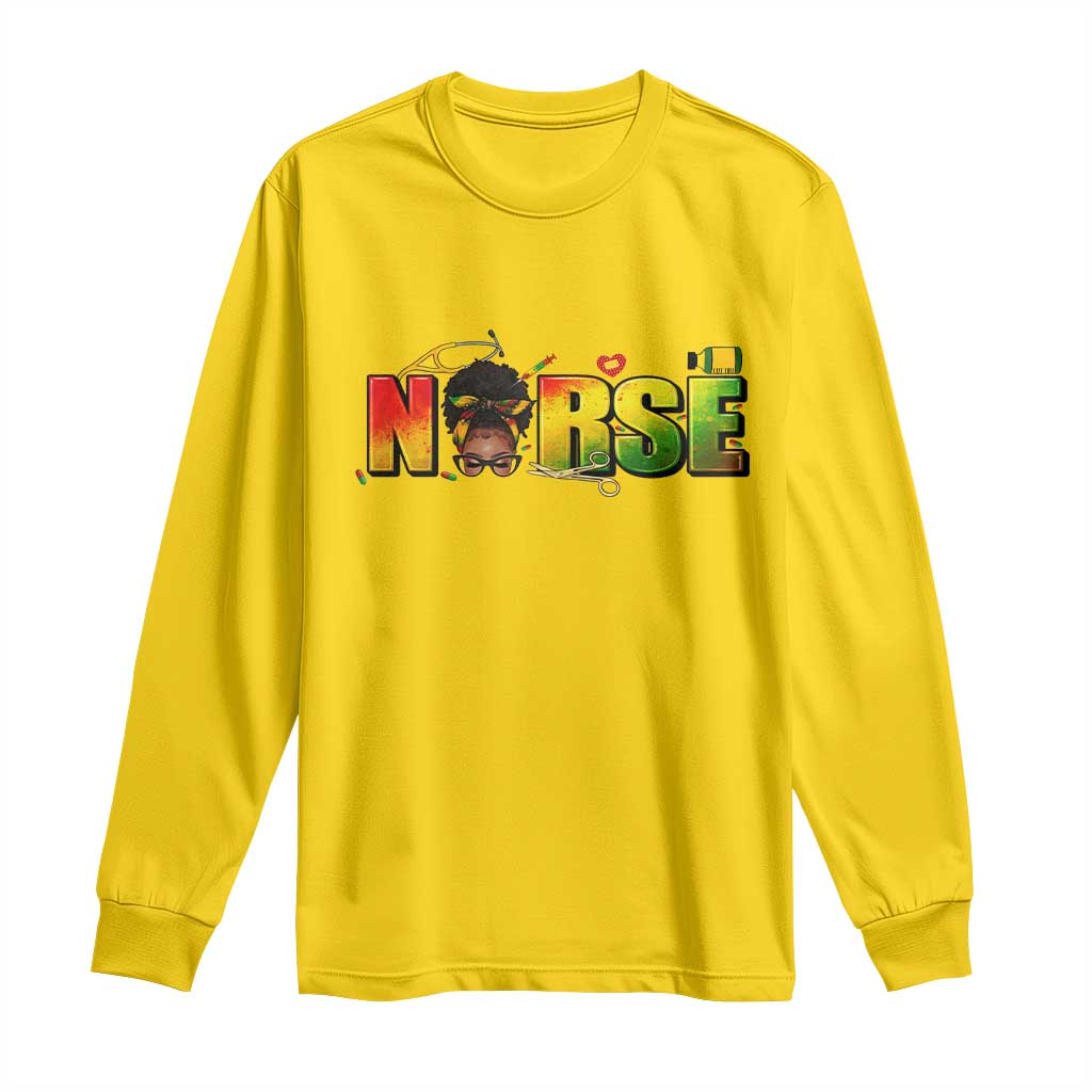 Proud Black Nurse Long Sleeve Shirt Black History Month Healthcare Gift TS12 Daisy Print Your Wear