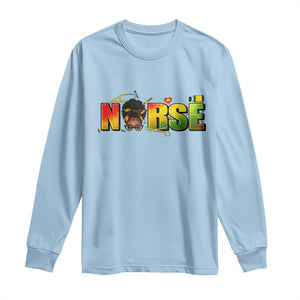 Proud Black Nurse Long Sleeve Shirt Black History Month Healthcare Gift TS12 Light Blue Print Your Wear