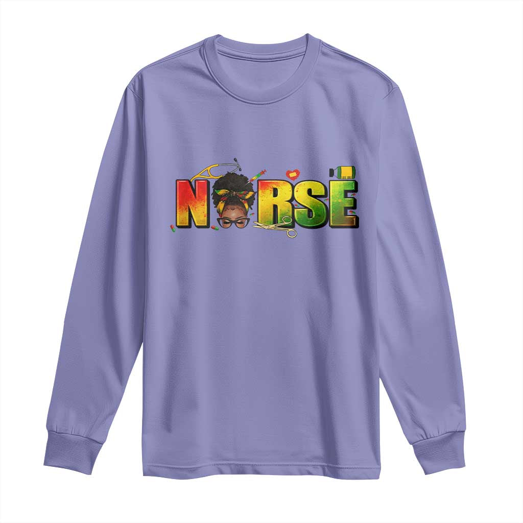 Proud Black Nurse Long Sleeve Shirt Black History Month Healthcare Gift TS12 Violet Print Your Wear