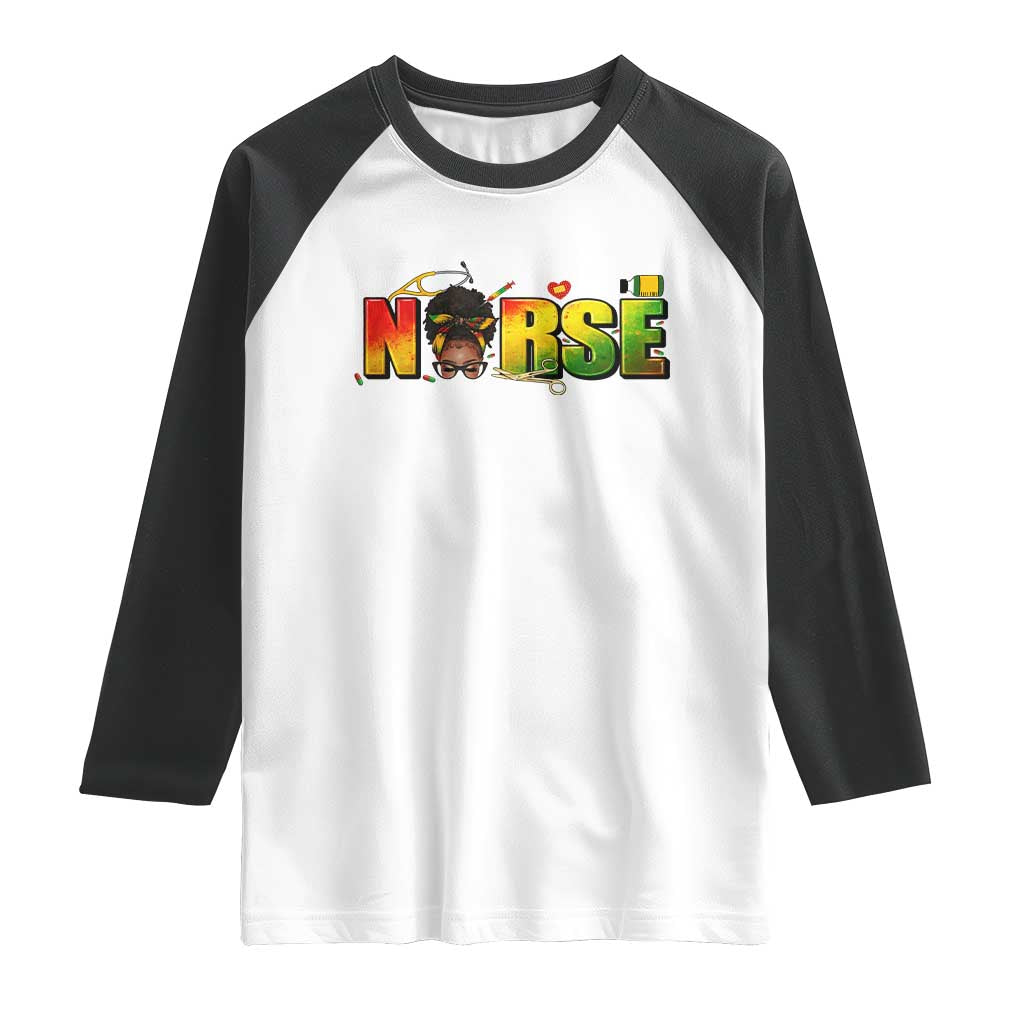 Proud Black Nurse Raglan Shirt Black History Month Healthcare Gift TS12 White Black Print Your Wear