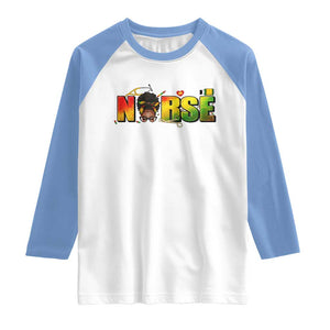 Proud Black Nurse Raglan Shirt Black History Month Healthcare Gift TS12 White Carolina Blue Print Your Wear
