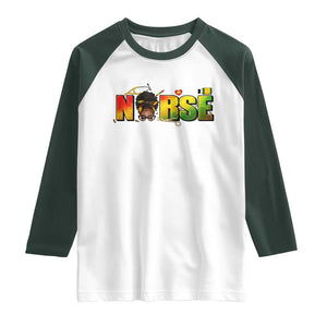 Proud Black Nurse Raglan Shirt Black History Month Healthcare Gift TS12 White Dark Forest Green Print Your Wear