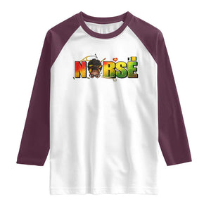 Proud Black Nurse Raglan Shirt Black History Month Healthcare Gift TS12 White Maroon Print Your Wear