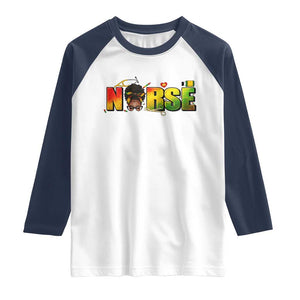 Proud Black Nurse Raglan Shirt Black History Month Healthcare Gift TS12 White Navy Print Your Wear