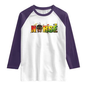 Proud Black Nurse Raglan Shirt Black History Month Healthcare Gift TS12 White Purple Print Your Wear