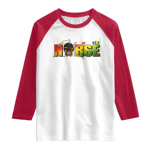 Proud Black Nurse Raglan Shirt Black History Month Healthcare Gift TS12 White Red Print Your Wear