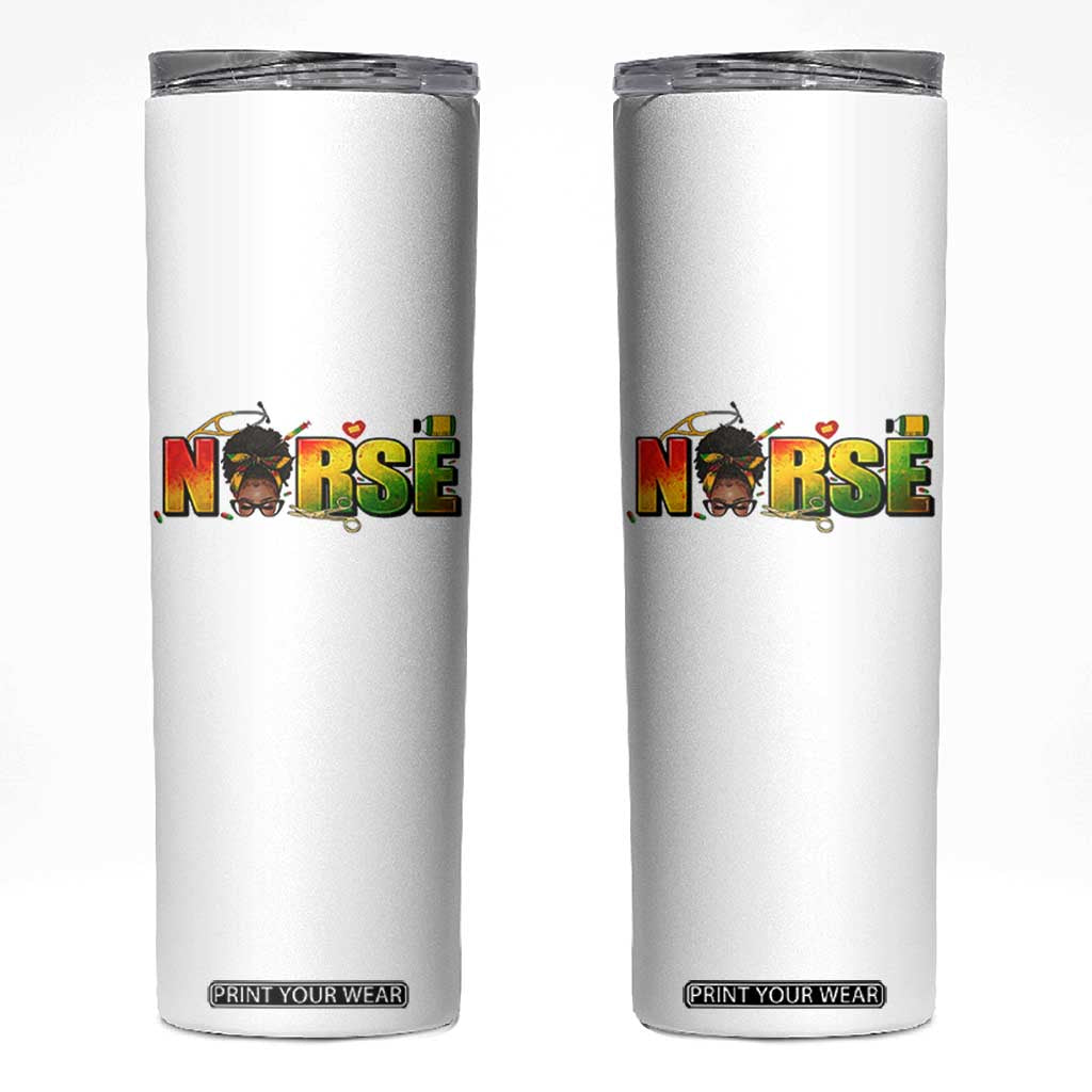 Proud Black Nurse Skinny Tumbler Black History Month Healthcare Gift TS12 White Print Your Wear