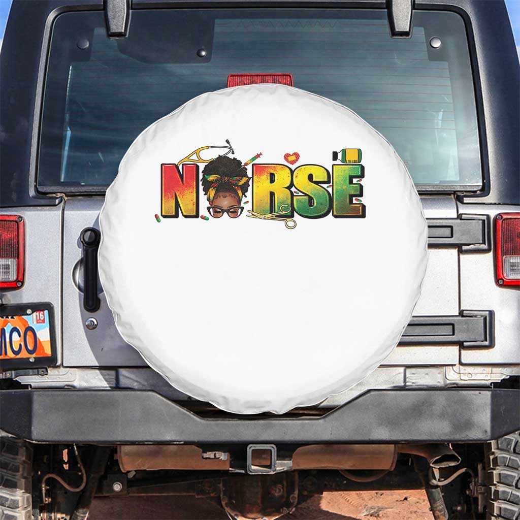 Proud Black Nurse Spare Tire Cover Black History Month Healthcare Gift TS12 No hole White Print Your Wear