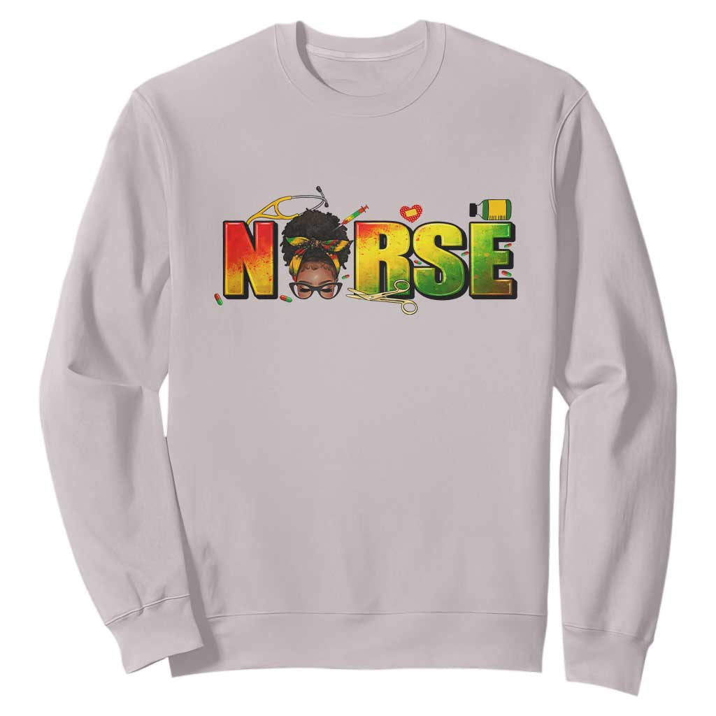 Proud Black Nurse Sweatshirt Black History Month Healthcare Gift TS12 Ice Gray Print Your Wear