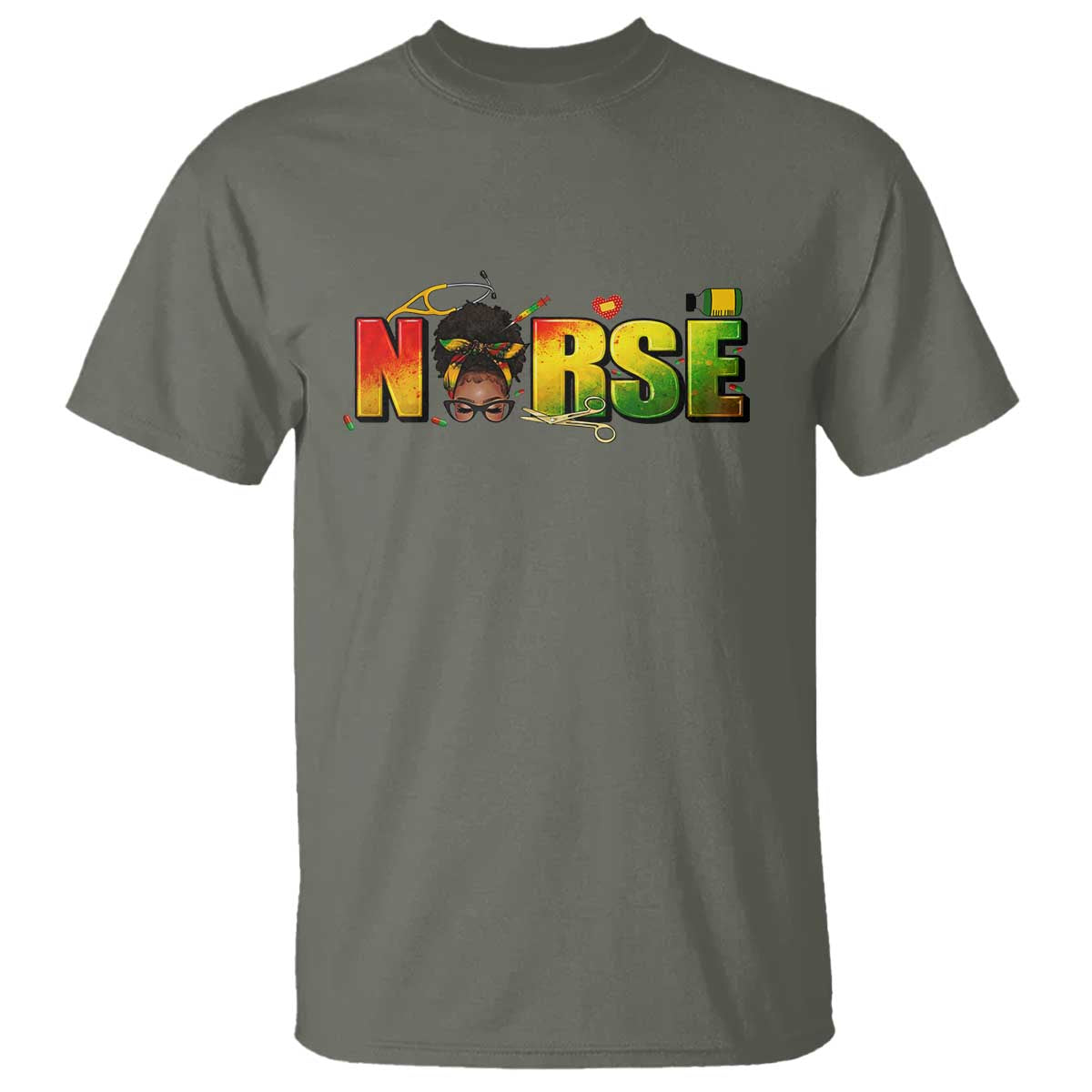 Proud Black Nurse T Shirt Black History Month Healthcare Gift TS12 Military Green Print Your Wear