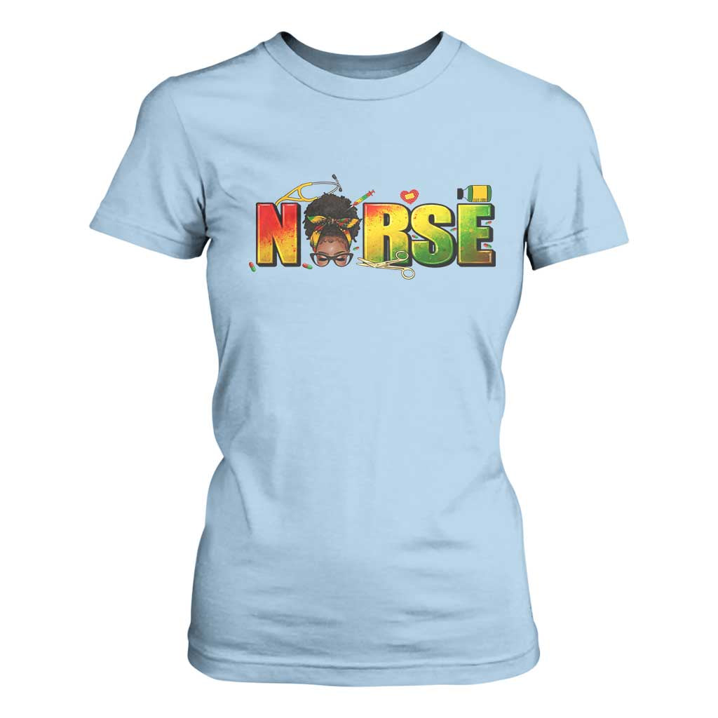 Proud Black Nurse T Shirt For Women Black History Month Healthcare Gift TS12 Light Blue Print Your Wear