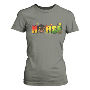 Proud Black Nurse T Shirt For Women Black History Month Healthcare Gift TS12 Military Green Print Your Wear
