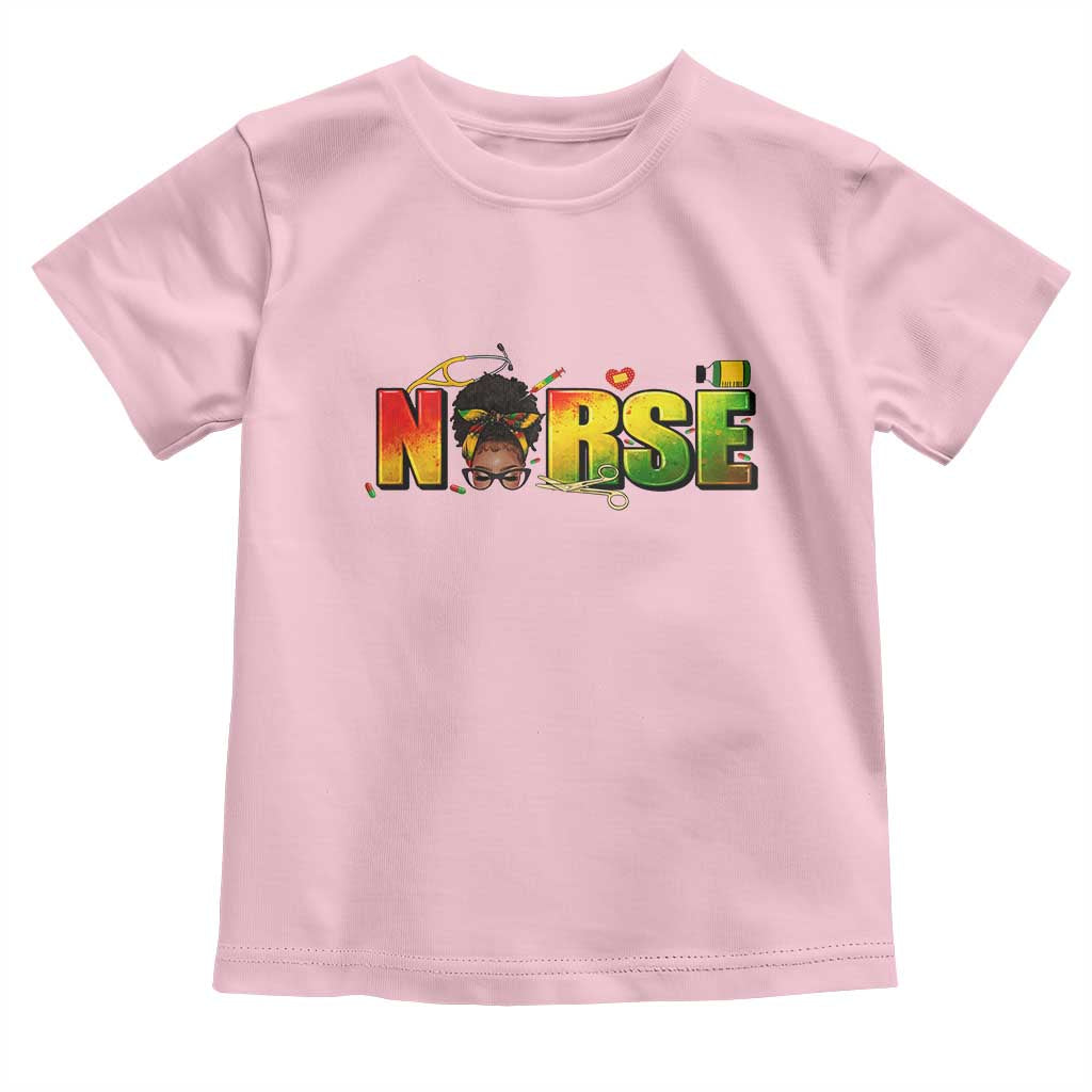 Proud Black Nurse Toddler T Shirt Black History Month Healthcare Gift TS12 Light Pink Print Your Wear