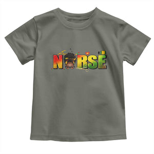 Proud Black Nurse Toddler T Shirt Black History Month Healthcare Gift TS12 Military Green Print Your Wear