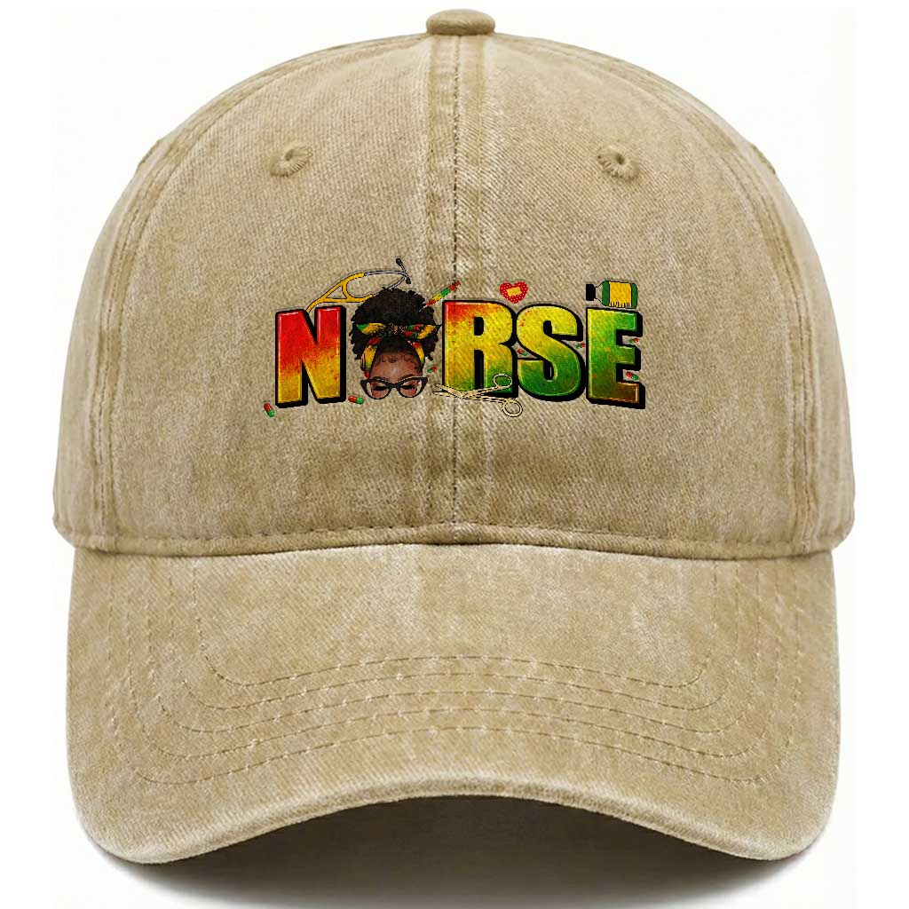 Proud Black Nurse Washed Cotton Baseball Cap Black History Month Healthcare Gift TS12 Print Your Wear