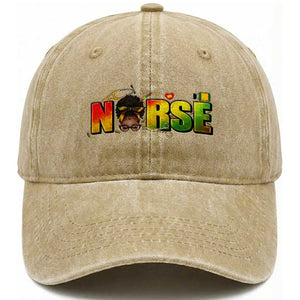 Proud Black Nurse Washed Cotton Baseball Cap Black History Month Healthcare Gift TS12 Print Your Wear