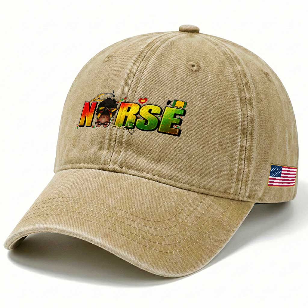 Proud Black Nurse Washed Cotton Baseball Cap Black History Month Healthcare Gift TS12 Print Your Wear