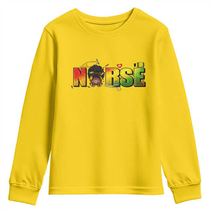 Proud Black Nurse Youth Sweatshirt Black History Month Healthcare Gift TS12 Daisy Print Your Wear