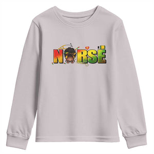 Proud Black Nurse Youth Sweatshirt Black History Month Healthcare Gift TS12 Ice Gray Print Your Wear