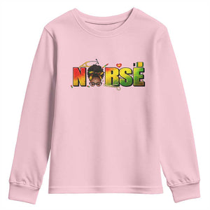 Proud Black Nurse Youth Sweatshirt Black History Month Healthcare Gift TS12 Light Pink Print Your Wear
