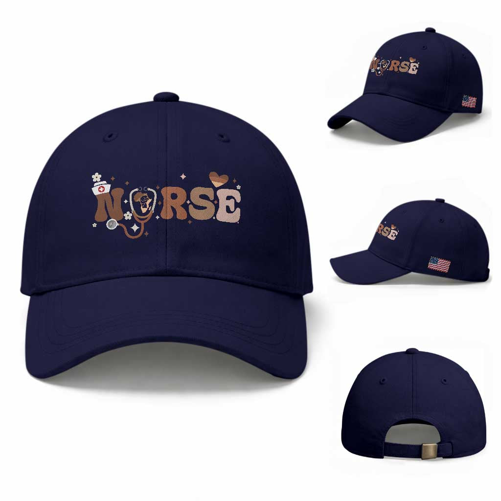 Strong Black Nurse Baseball Cap African American Healthcare Hero Gift TS12 Baseball Cap Universal Fit Dark Blue Print Your Wear