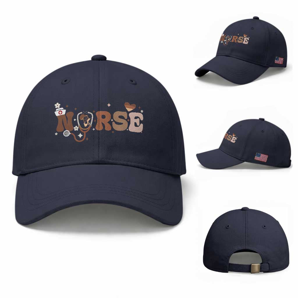 Strong Black Nurse Baseball Cap African American Healthcare Hero Gift TS12 Baseball Cap Universal Fit Navy Print Your Wear