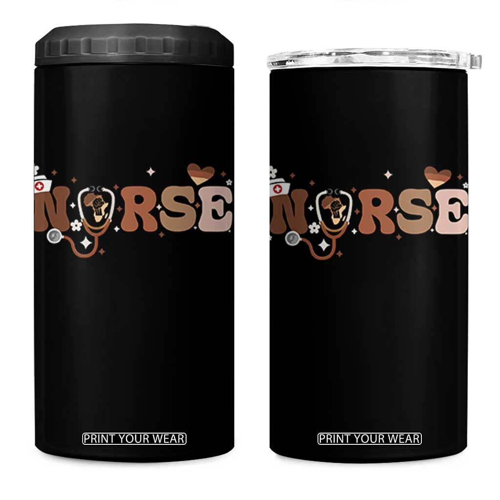 Strong Black Nurse 4 in 1 Can Cooler Tumbler African American Healthcare Hero Gift TS12 One Size: 16 oz Black Print Your Wear
