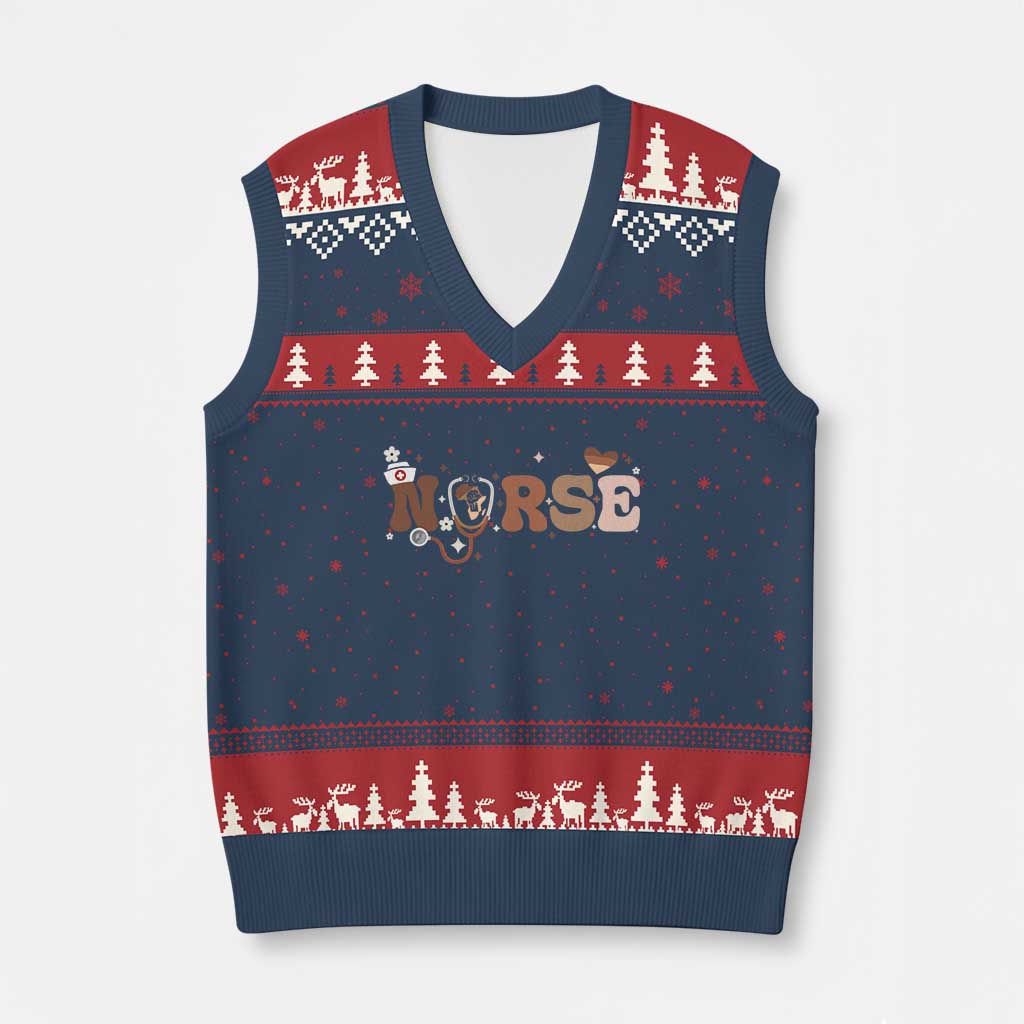 Strong Black Nurse V-Neck Knit Sweater Vest African American Healthcare Hero Gift TS12 Navy Red Print Your Wear
