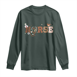 Strong Black Nurse Long Sleeve Shirt African American Healthcare Hero Gift TS12 Dark Forest Green Print Your Wear