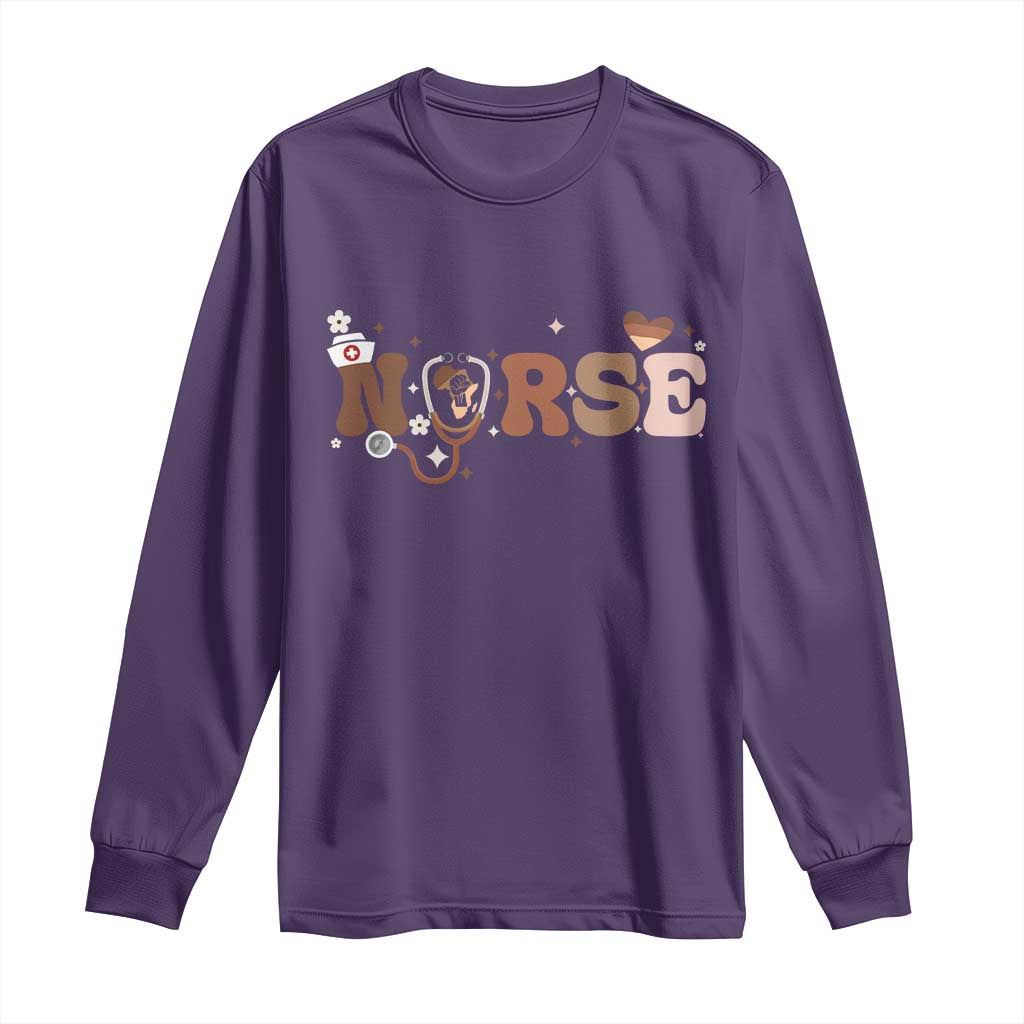 Strong Black Nurse Long Sleeve Shirt African American Healthcare Hero Gift TS12 Purple Print Your Wear