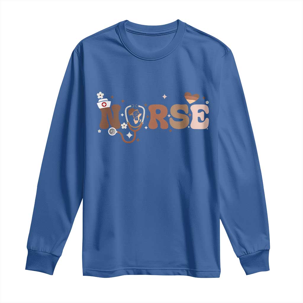 Strong Black Nurse Long Sleeve Shirt African American Healthcare Hero Gift TS12 Royal Blue Print Your Wear