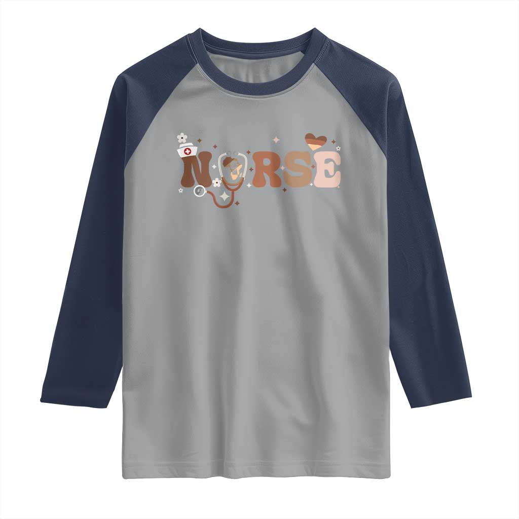 Strong Black Nurse Raglan Shirt African American Healthcare Hero Gift TS12 Sport Gray Navy Print Your Wear