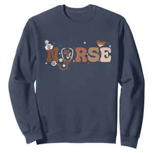 Strong Black Nurse Sweatshirt African American Healthcare Hero Gift TS12 Navy Print Your Wear