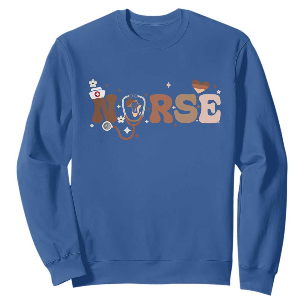 Strong Black Nurse Sweatshirt African American Healthcare Hero Gift TS12 Royal Blue Print Your Wear