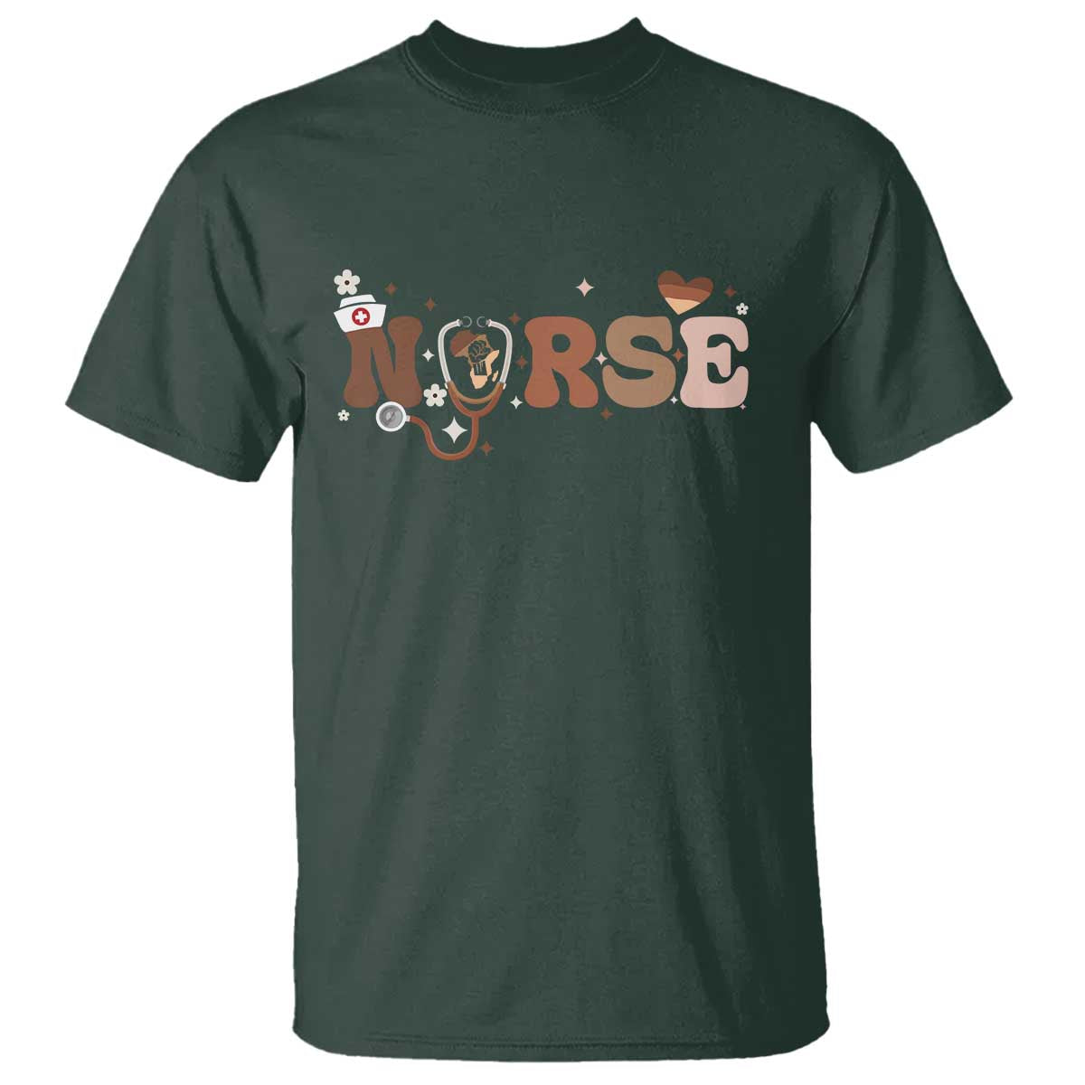 Strong Black Nurse T Shirt African American Healthcare Hero Gift TS12 Dark Forest Green Print Your Wear
