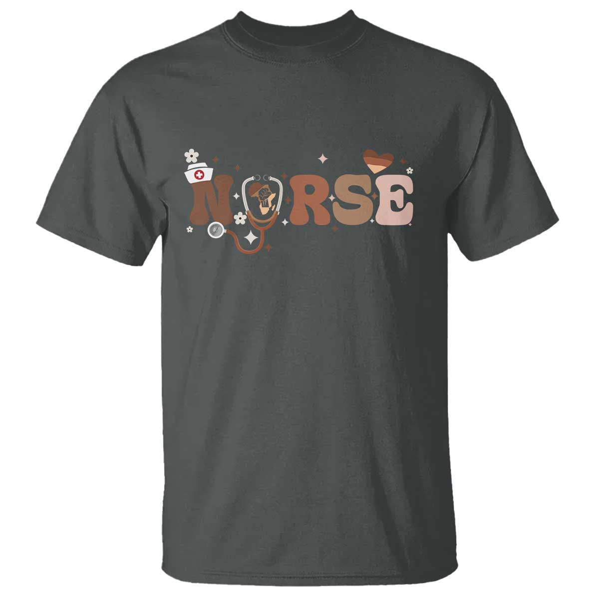 Strong Black Nurse T Shirt African American Healthcare Hero Gift TS12 Dark Heather Print Your Wear