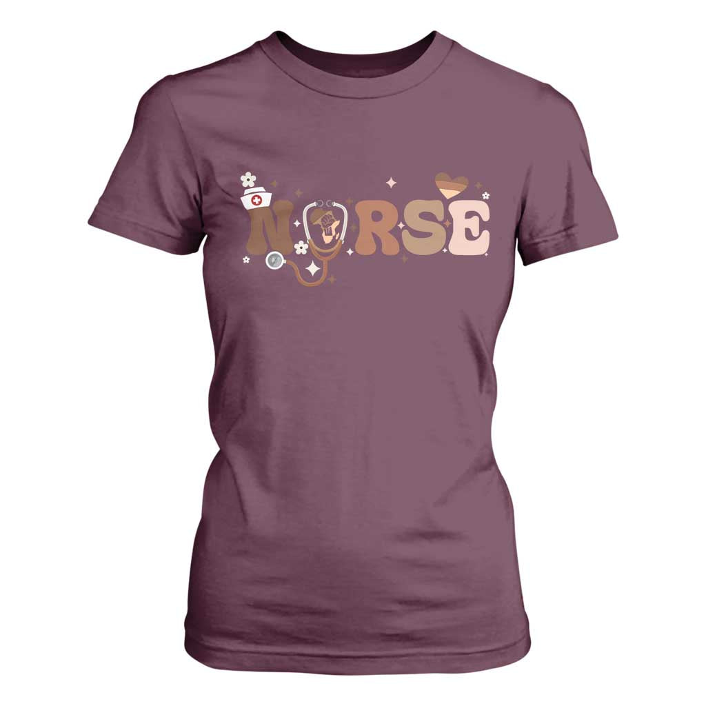 Strong Black Nurse T Shirt For Women African American Healthcare Hero Gift TS12 Maroon Print Your Wear