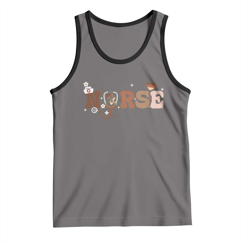 Strong Black Nurse Tank Top African American Healthcare Hero Gift TS12 Deep Heather Black Print Your Wear