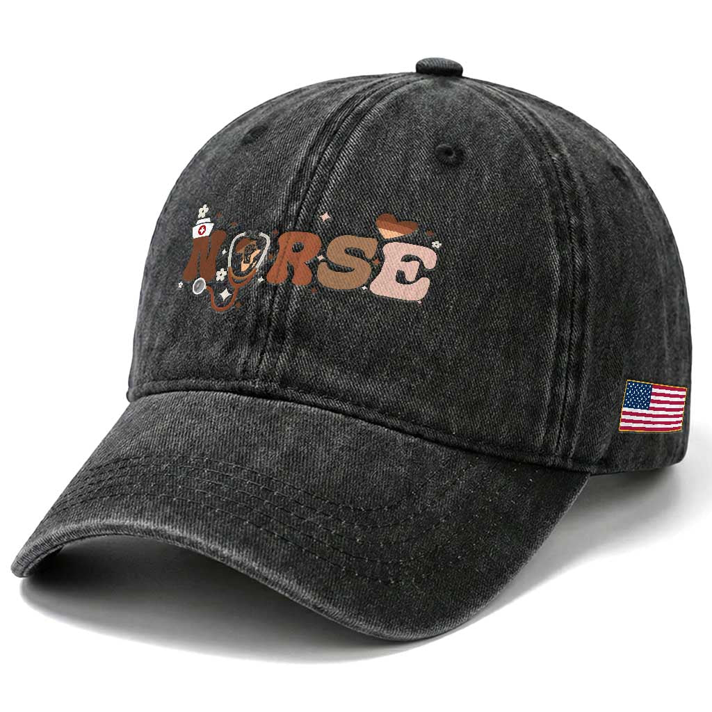 Strong Black Nurse Washed Cotton Baseball Cap African American Healthcare Hero Gift TS12 Print Your Wear