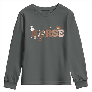 Strong Black Nurse Youth Sweatshirt African American Healthcare Hero Gift TS12 Dark Heather Print Your Wear
