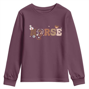 Strong Black Nurse Youth Sweatshirt African American Healthcare Hero Gift TS12 Maroon Print Your Wear