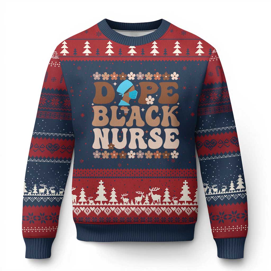 Dope Black Nurse Ugly Christmas Sweater African American Black Nurse Gift TS12 Navy Red Print Your Wear
