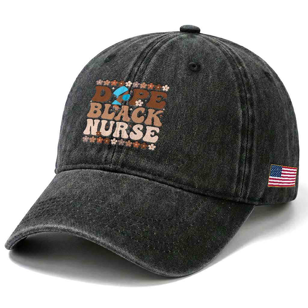 Dope Black Nurse Washed Cotton Baseball Cap African American Black Nurse Gift TS12 Print Your Wear
