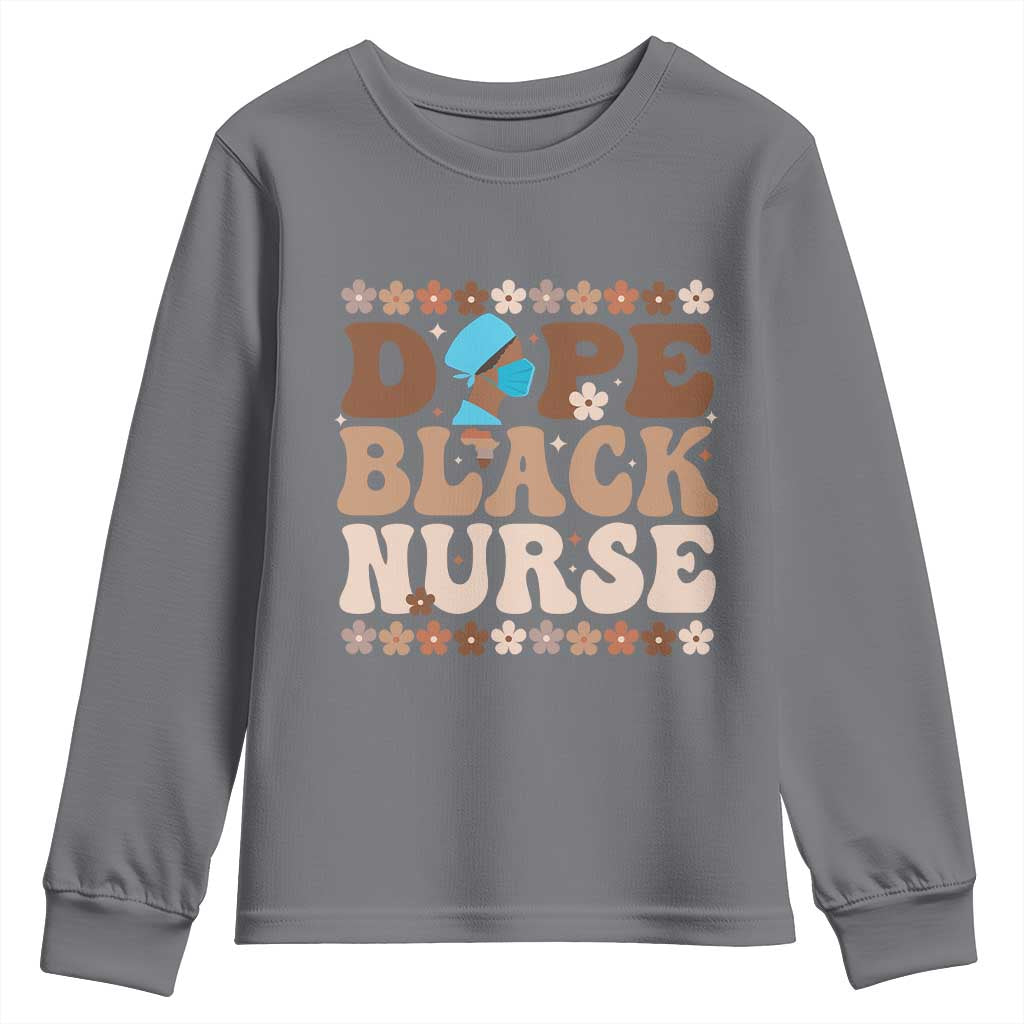 Dope Black Nurse Youth Sweatshirt African American Black Nurse Gift TS12 Charcoal Print Your Wear